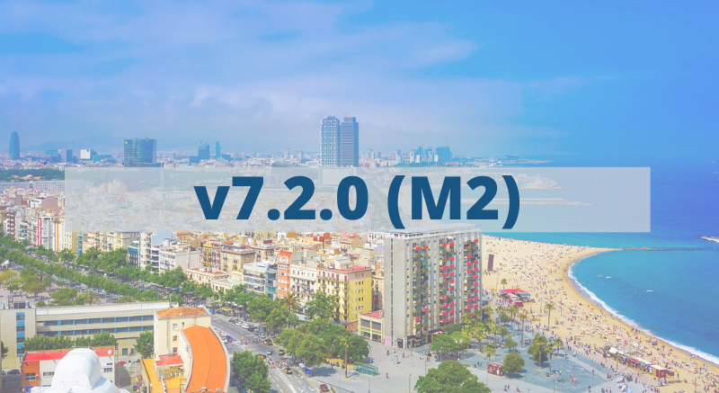 The text vv7.2.0 (M2) with Barcelona in the background