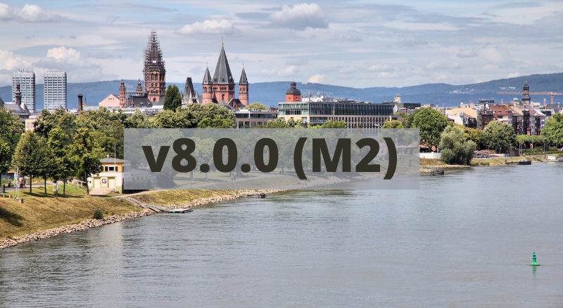 City of Mainz with the text v8.0.0 (M2) in the front in a box